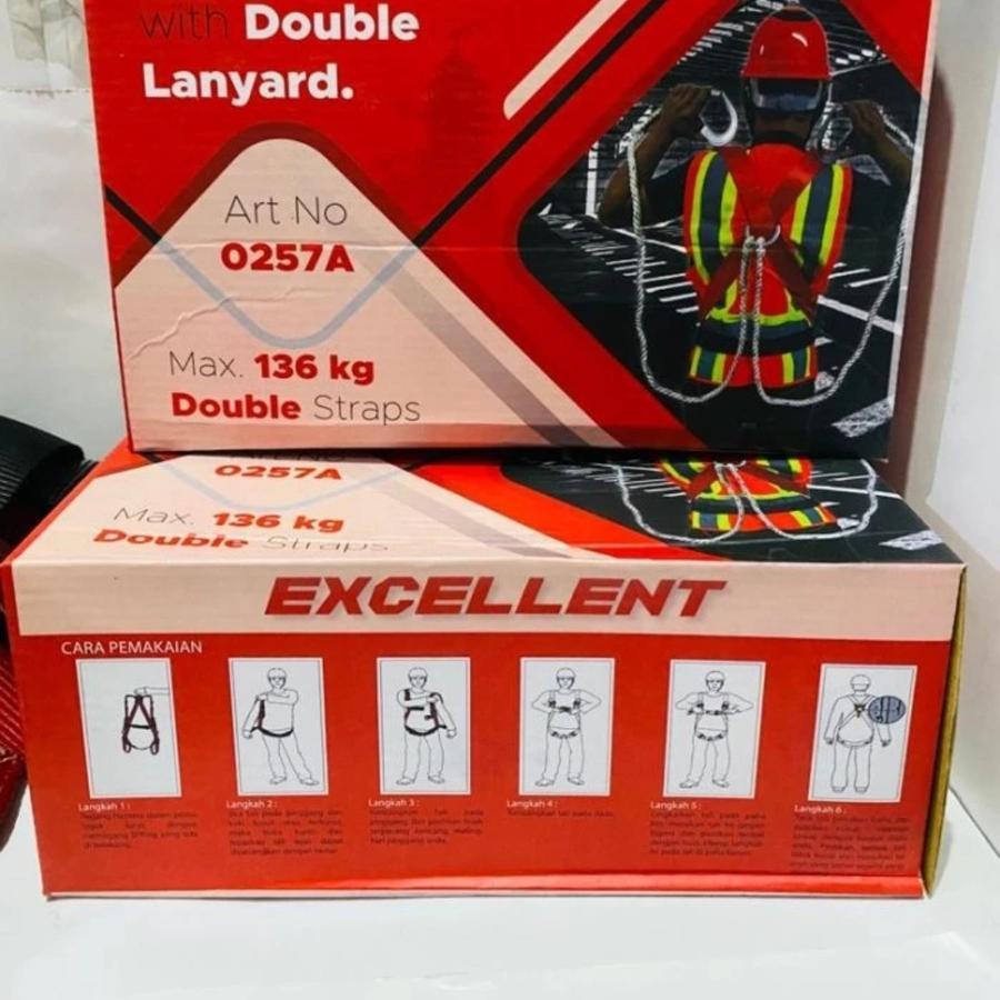 BODY HARNESS EXCELLENT 0257 | Full Body Safety Harness Double Lanyard 2 Hook Besar ORI