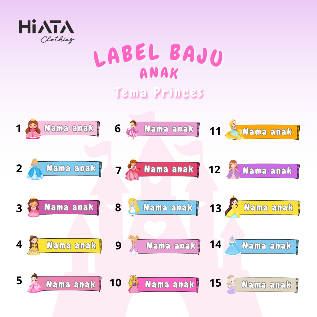 

Label Nama Baju Tema Princes ISI 50 Pcs / Stiker Sablon / Sablon Nama Baju / Label Baju Setrika Murah