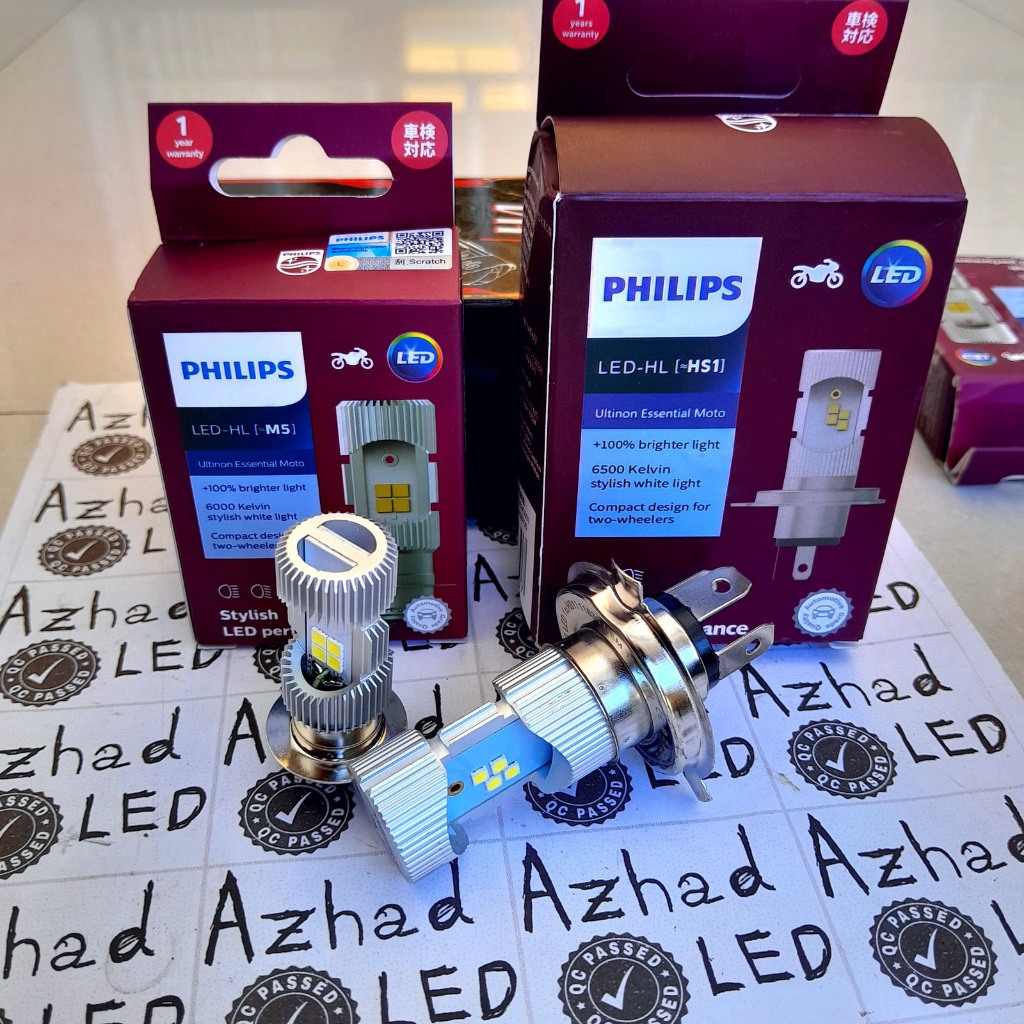 Lampu Depan LED Philips H4 HS1 Putih Terang 12V DC Original Motor Bohlam Utama Pengganti Halogen Ves