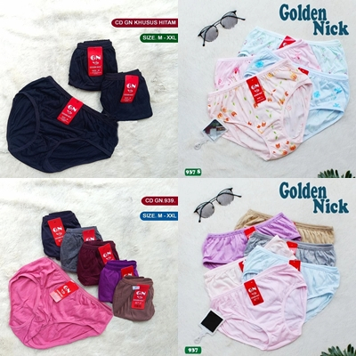 ( 6pc ) CD Golden Nick HITAM | Celana Dalam Wanita 937 Hitam  | CD Wanita Golden Nick 937H | Celana 
