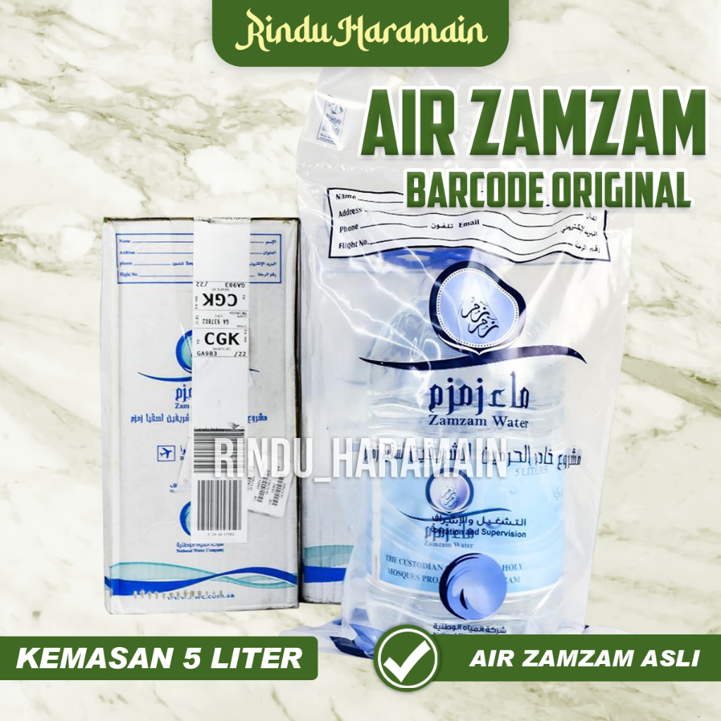 

Air Zamzam 5 Liter Barcode Asli Original Arab Saudi l Oleh Oleh Haji dan Umroh