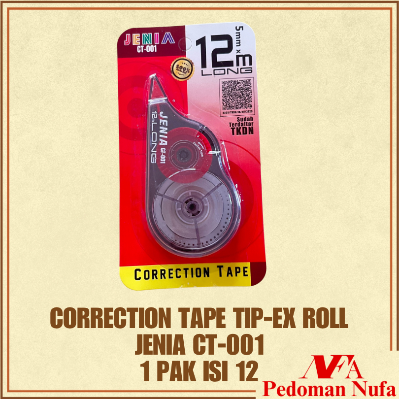 

NUFA CORECTION TAPE TIPE X ROLL CT-001 JENIA 1 PACK