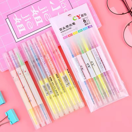 

Stabilo Highlighter 6 Pcs Set 2 Sisi 2in1 Panjang Warna Warni Pensil Pena Pastel Mewarnai Anak Sekolah Art Colouring