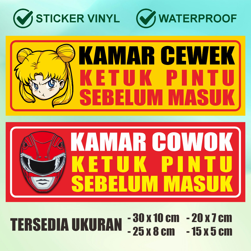 Stiker Vinyl Pintu Kamar Cewek Cowok Sailormoon Powerrangers