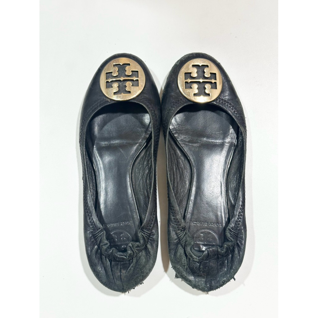 Tory Burch Classic Reva Ballet Flat Shoes Black Original Second