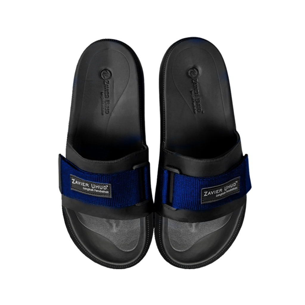 Zavier Uhud - Sentani Blue Strip | Sandal Pria Wanita Sendal Selop Anti Licin