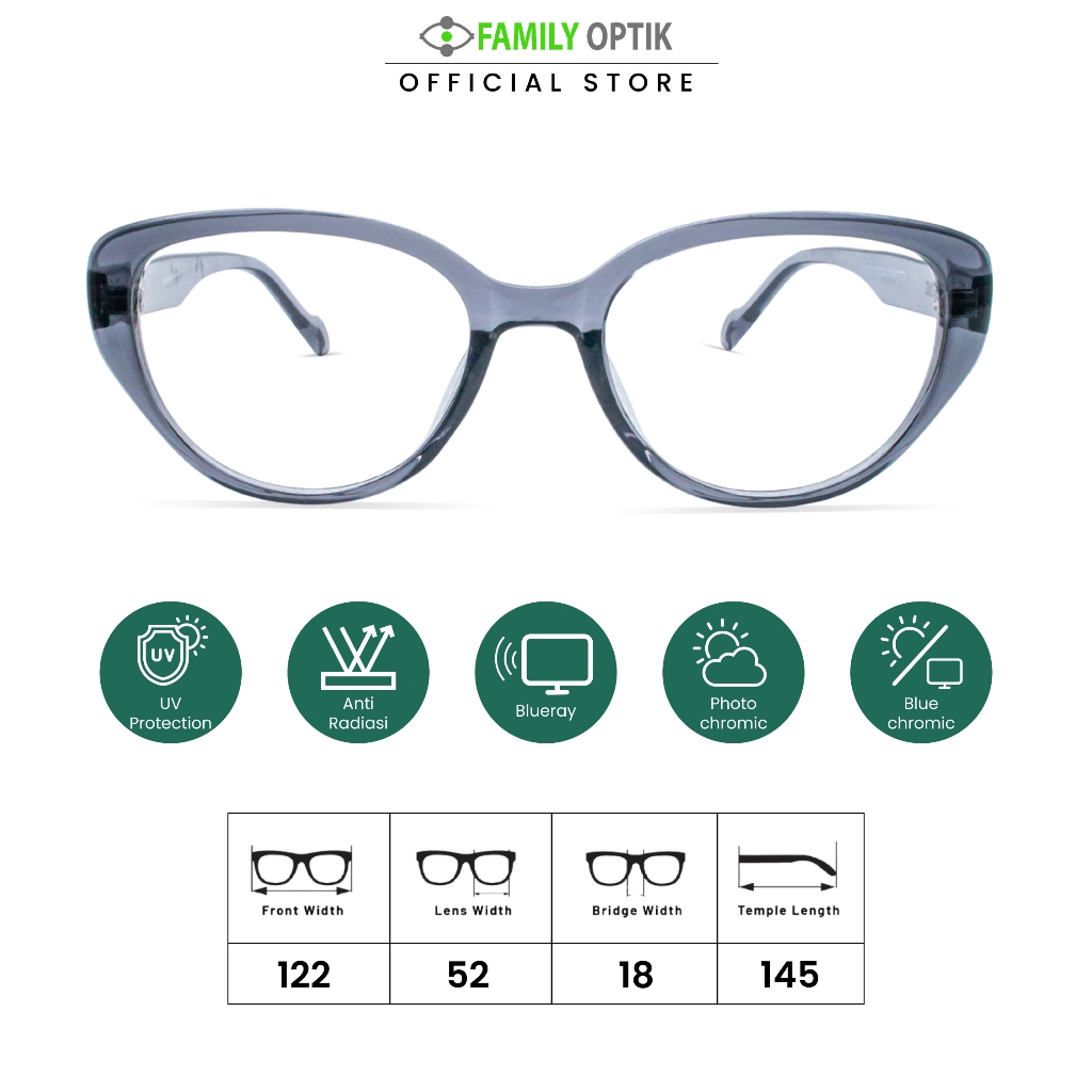 Family Optik - Kacamata Hashtag Blueray Photocromic Anti Radiasi 23020