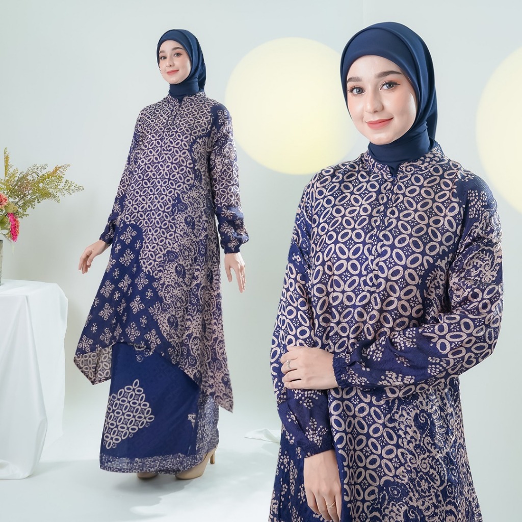 Set Batik Sutra Busui Gamis Busui Kekinian,Batik Kondangan Premium,Kebaya Wisuda Elegan,Setelan Musl