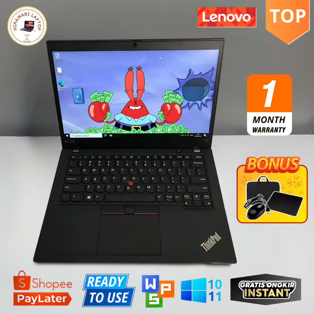 LAPTOP LENOVO THINKPAD X13 X390 RAM 8GB 16GB SSD 256GB BEKAS SECOND MURAH BERGARANSI LAYAR 13 INCH