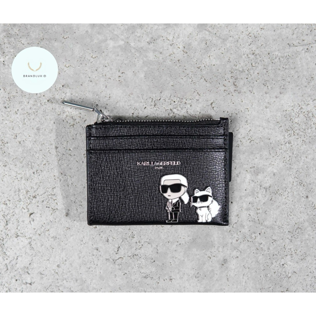 Karl Lagerfeld Ikonik Choupette Side Card Holder Keychain in Black