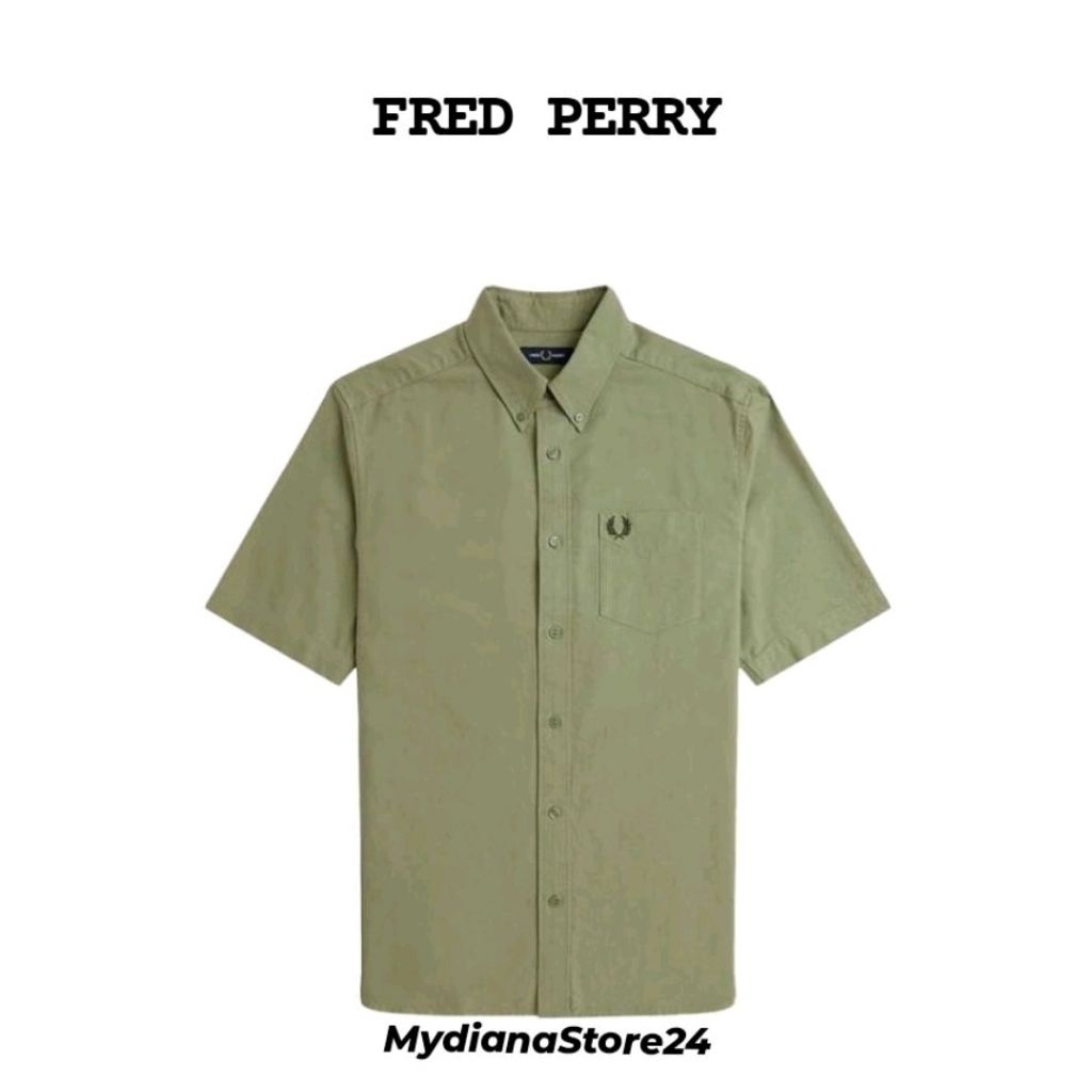 FRED PERRY - FRED PERRY OXFORD SHIRT - OLIVE MINT