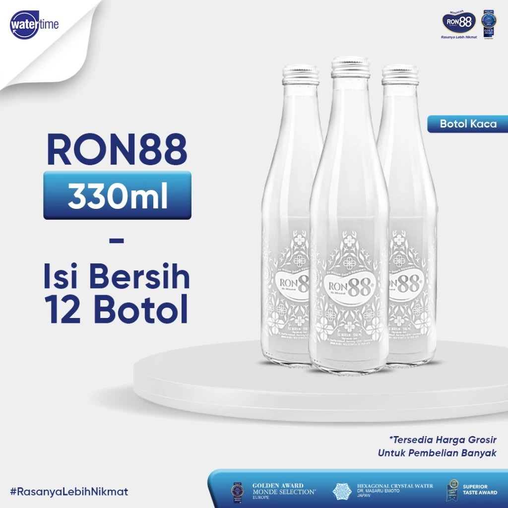 

Air Minum RON88 Botol Kaca isi 330ML [1Karton isi 12botol]