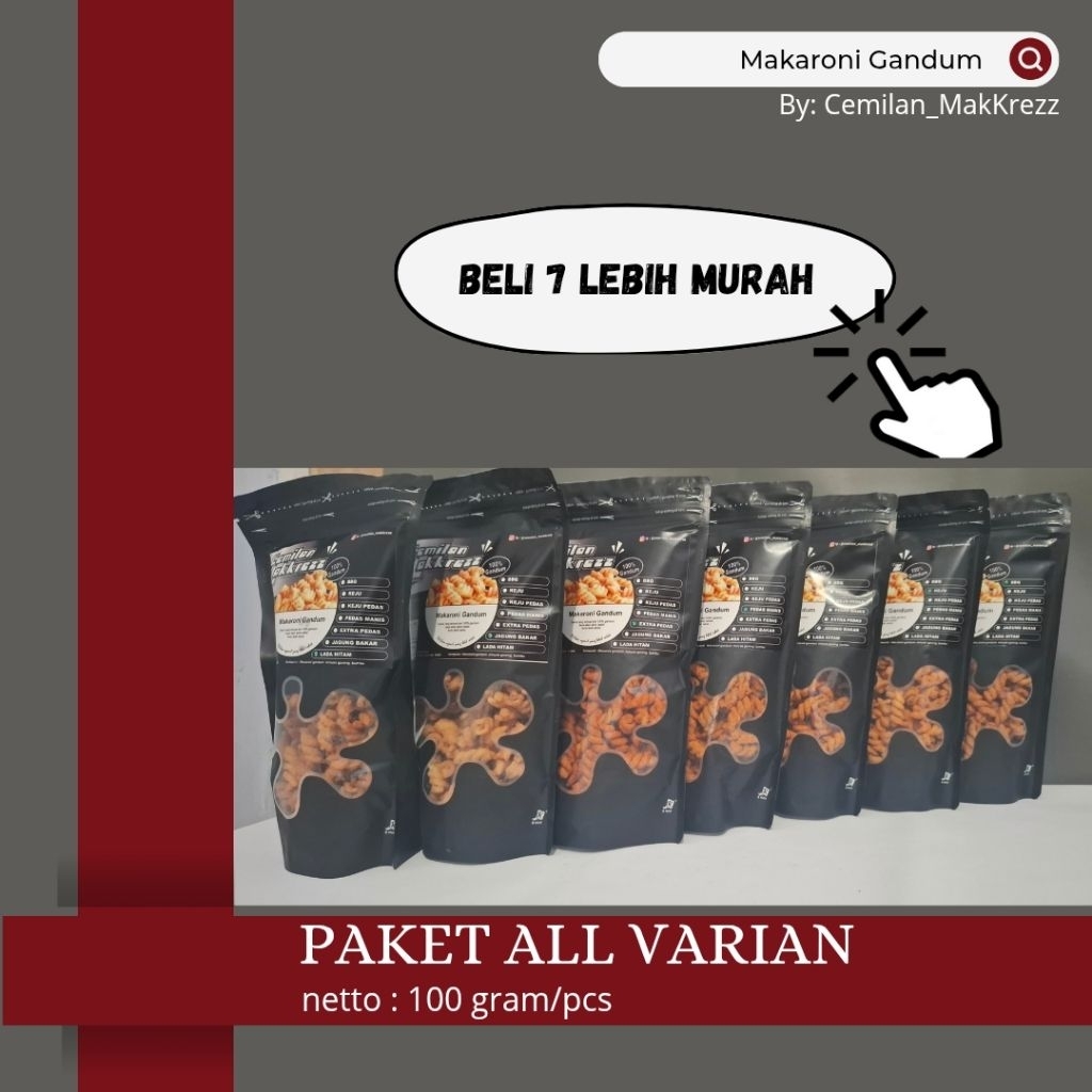 

PAKET ALL VARIAN/ MAKARONI GANDUM/ CEMILAN/ MAKANAN RINGAN