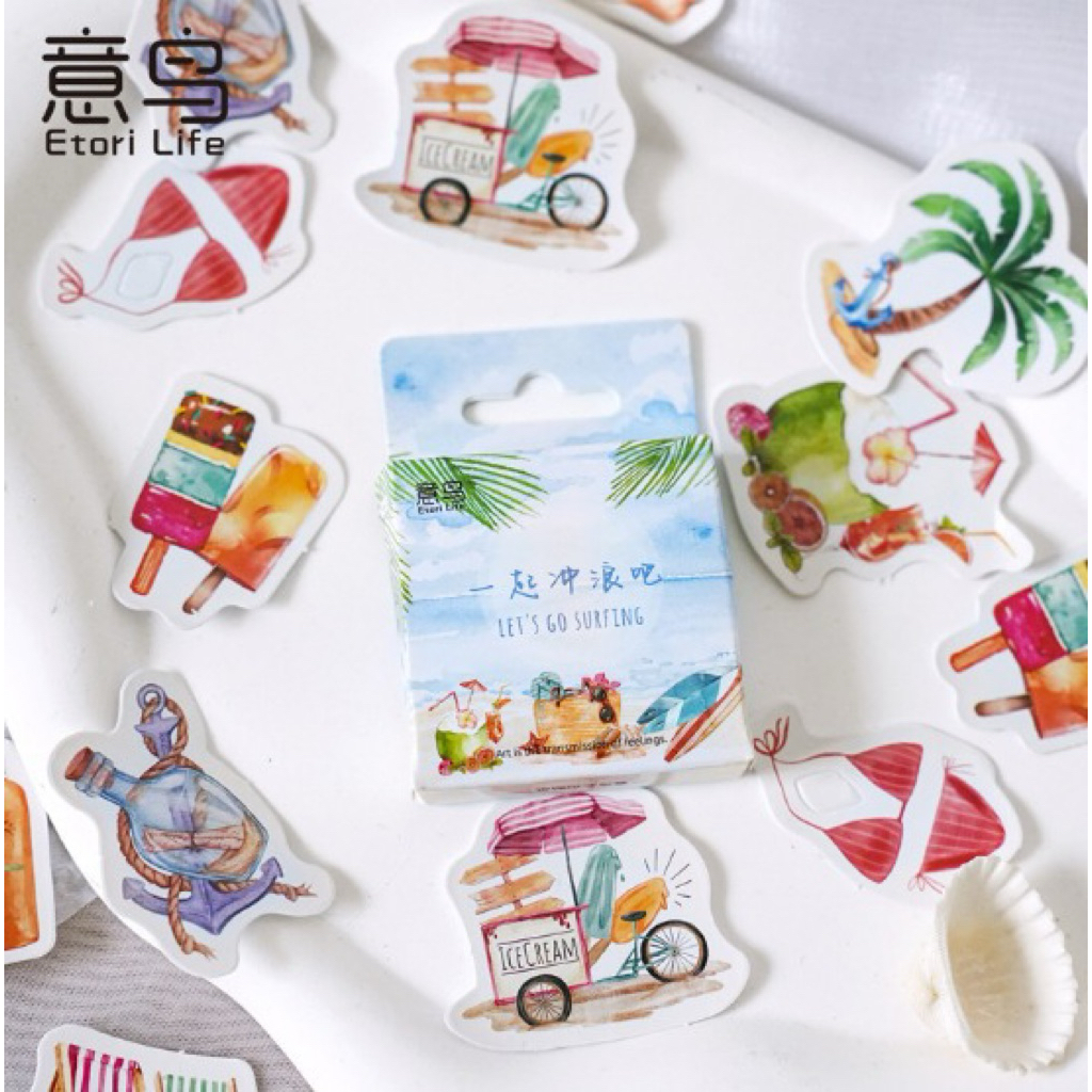 

40pcs++ (1 BOX) Sticker SURFING Decor Planner DIY Journaling Stiker Dekorasi Jurnal