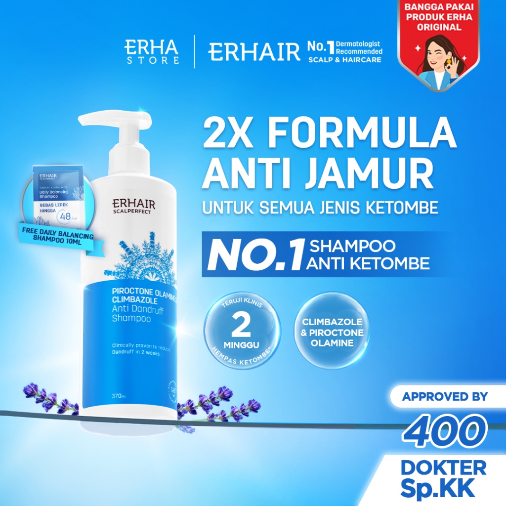 [ANTI KETOMBE] ERHAIR Scalperfect Anti Dandruff Shampoo 100ml 250ml 370ml - Sampo Anti Ketombe & Seb