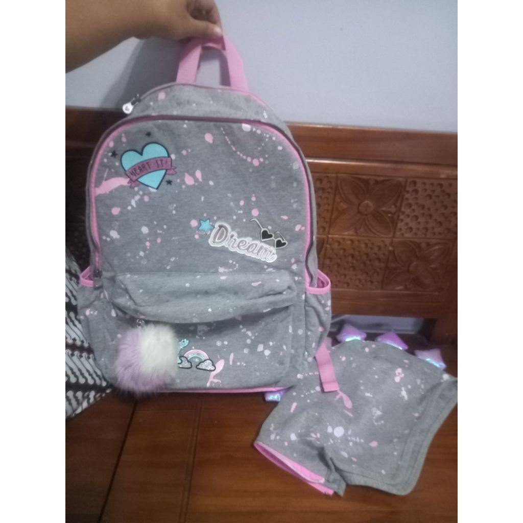 TAS RANSEL BRANDED MERK JUSTICE UNICORN HOODIE (PRELOVED) | TAS SEKOLAH SD SMP SMA | TAS TRAVELING |