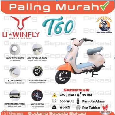 SEPEDA LISTRIK U-WINFLY T60 DAN T65 TERLARISS 