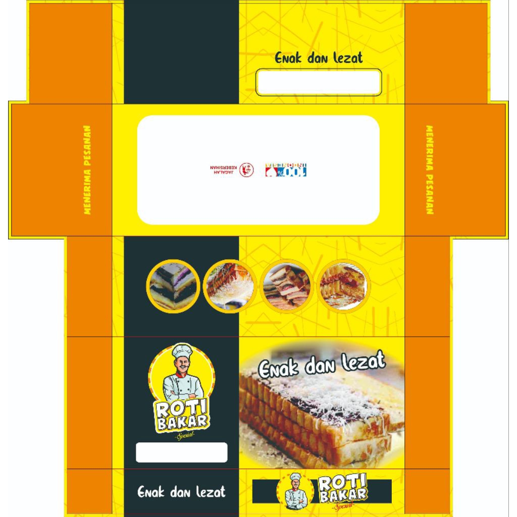

100 Lembar Kertas Dus Kotak Kemasan Roti Bakar Ukuran 20x9x7 cm / kotak kemasan roti bakar murah( Laminasi)