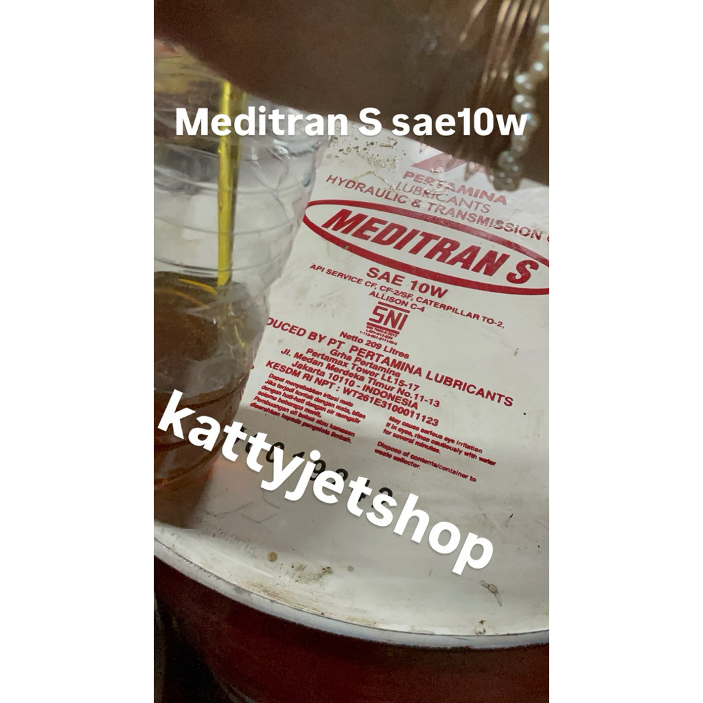 Meditran S sae 10w s10w oli hidrolik alat berat 1liter repacking dijamin ori