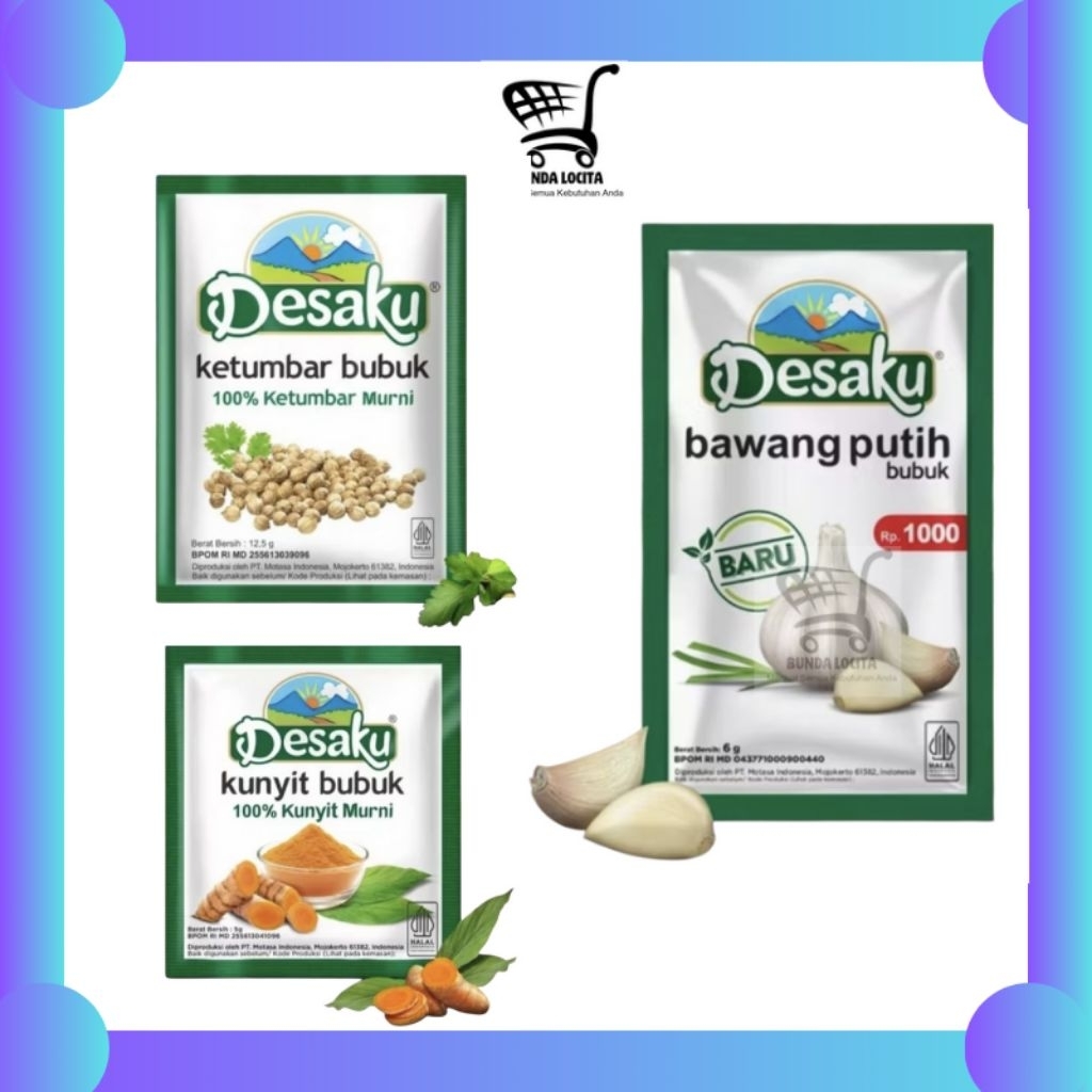 

Desaku Ketumbar Bubuk / Kunyit Bubuk / Bawang Putih Bubuk Renceng 12 Sachet
