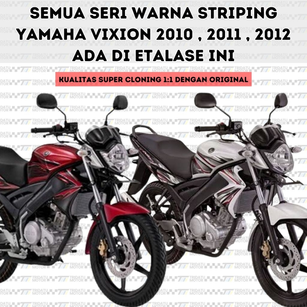STRIPING YAMAHA VIXION MERAH HITAM GOLD BIRU UNGU 2010 2011 2012 KUALITAS SAMA ORIGINAL YGP STICKER 