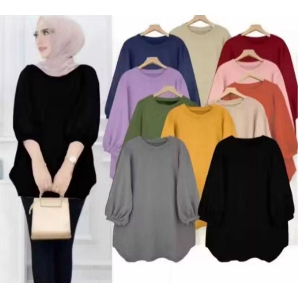 ATASAN BLOUSE WANITA LENGAN BALON,BAHAN CRINCLE AIR FLOW LD 100-LD150