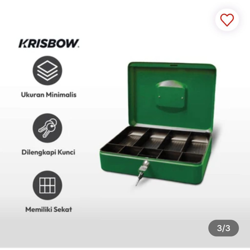 Krisbow 30x24x9 Cm Cash Box - Hijau