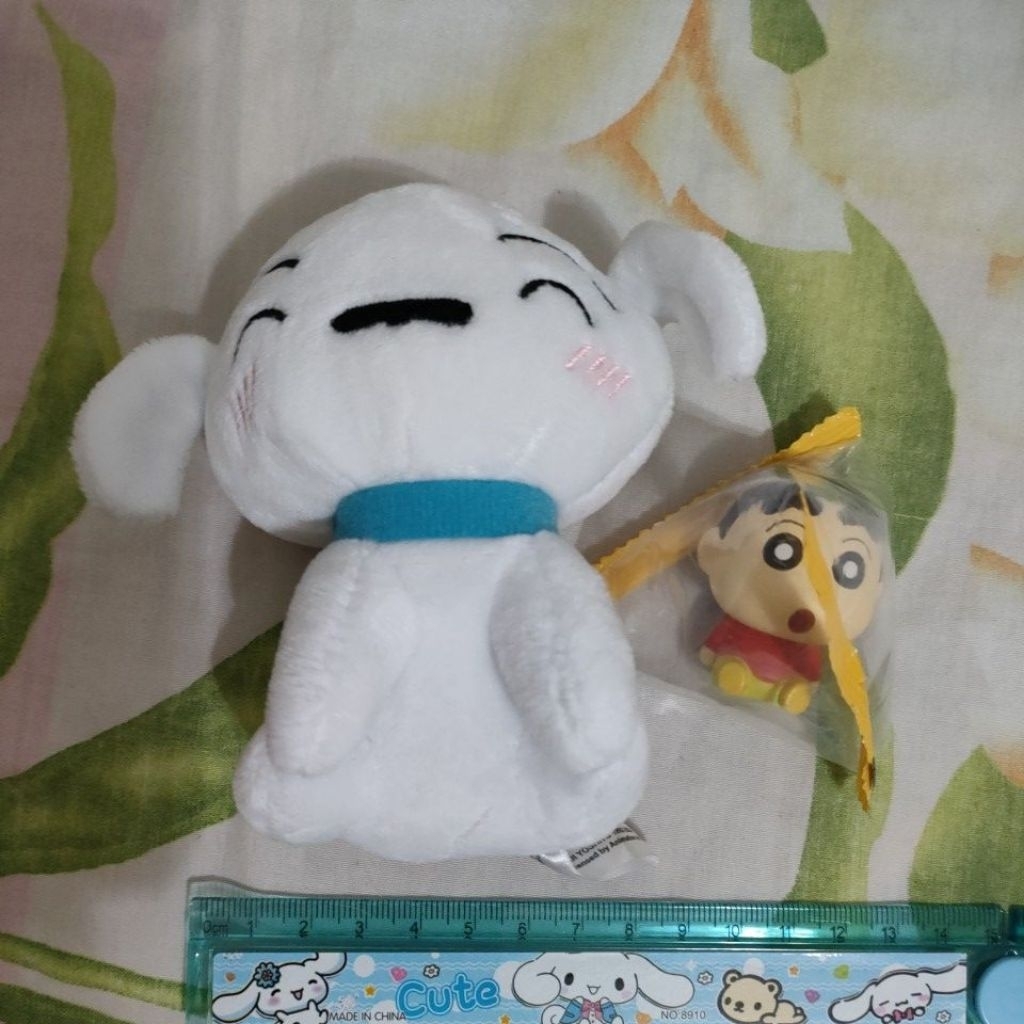 Crayon Sinchan Figure & Shiro Keychain Original Japan