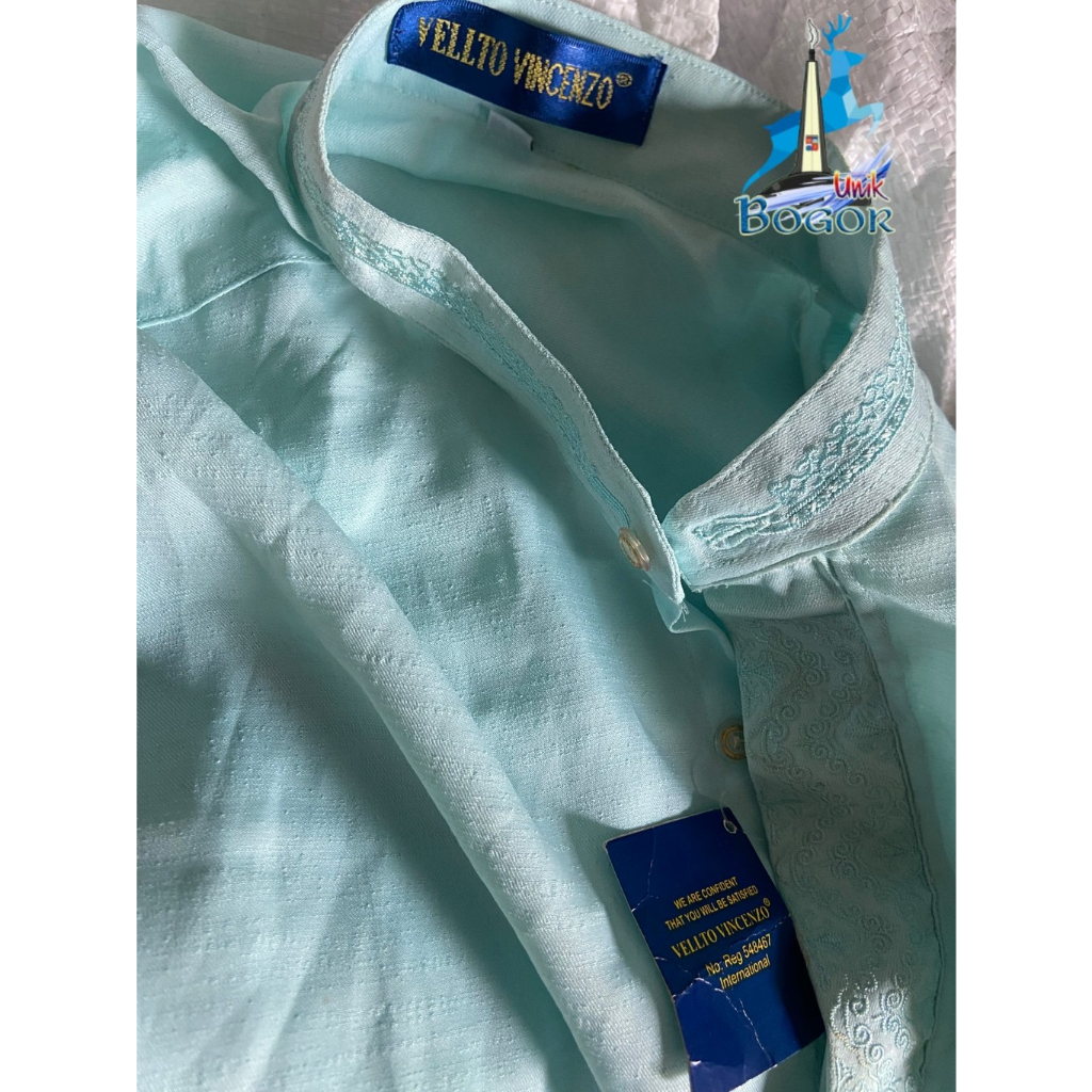 Vellto Vincenzo Koko panjang polos kerah brodir biru langit blue sky koko premium