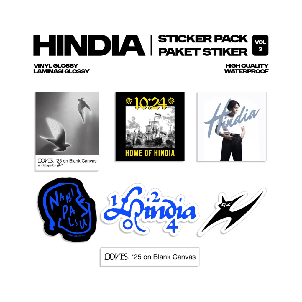 

Hindia - Sticker Pack Vol 3 | Stiker Band | Sticker Vinyl | Stiker Helm | Stiker Tumbler | Stiker Hindia