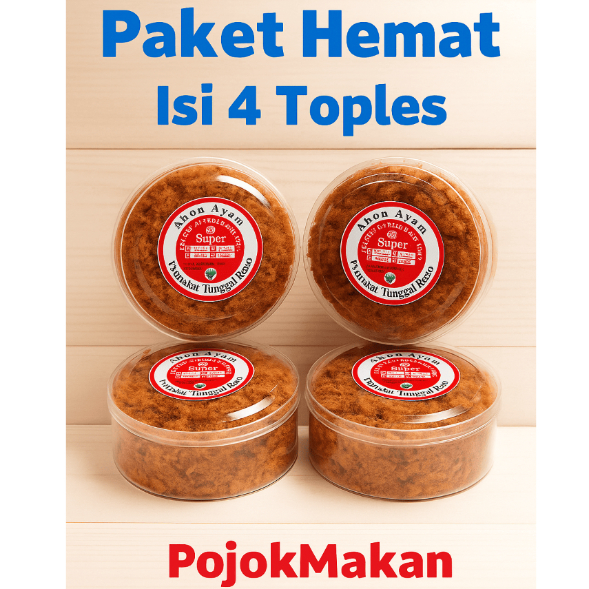 

[PAKET HEMAT] 4 ABON AYAM asli kualitas super kemasan 100 gram Rasa Cryspi Pedas Manis Rendang