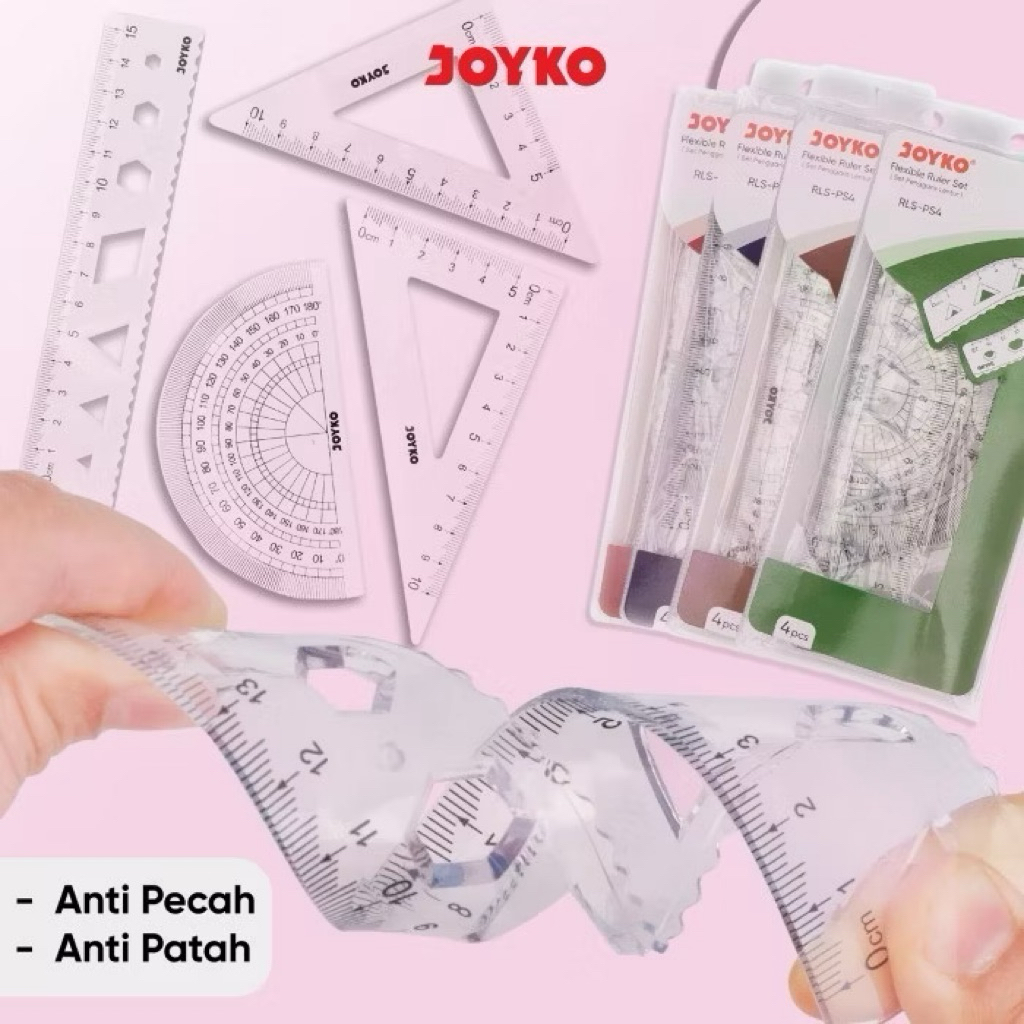 

Ruler Penggaris Joyko RLS-PS4 1 Set 4 Pcs Penggaris Lentur Bahan Plastik Anti Pecah