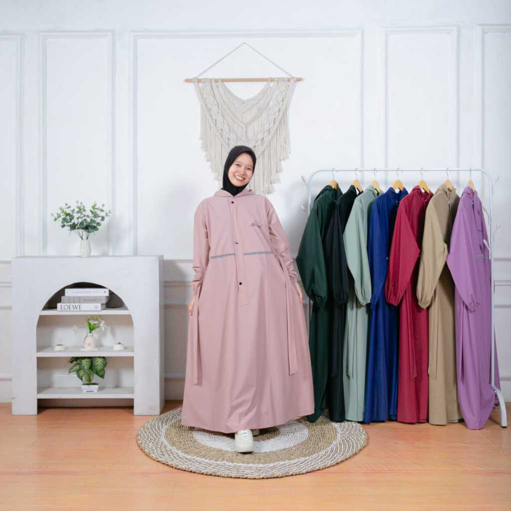 Jas Hujan Gamis Wanita Muslimah Syar'i Bahan PVC Tebal Elastis Antibocor Jumbo