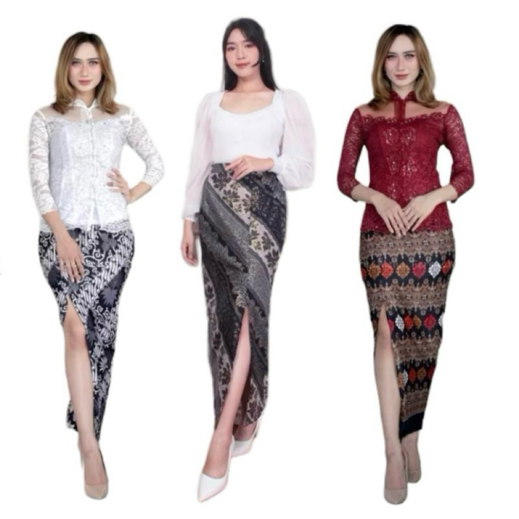 Kebaya Ollshop Span Rok span batik belah pinggir instan bahan semi sutra foil ukuran all size Rok Sp