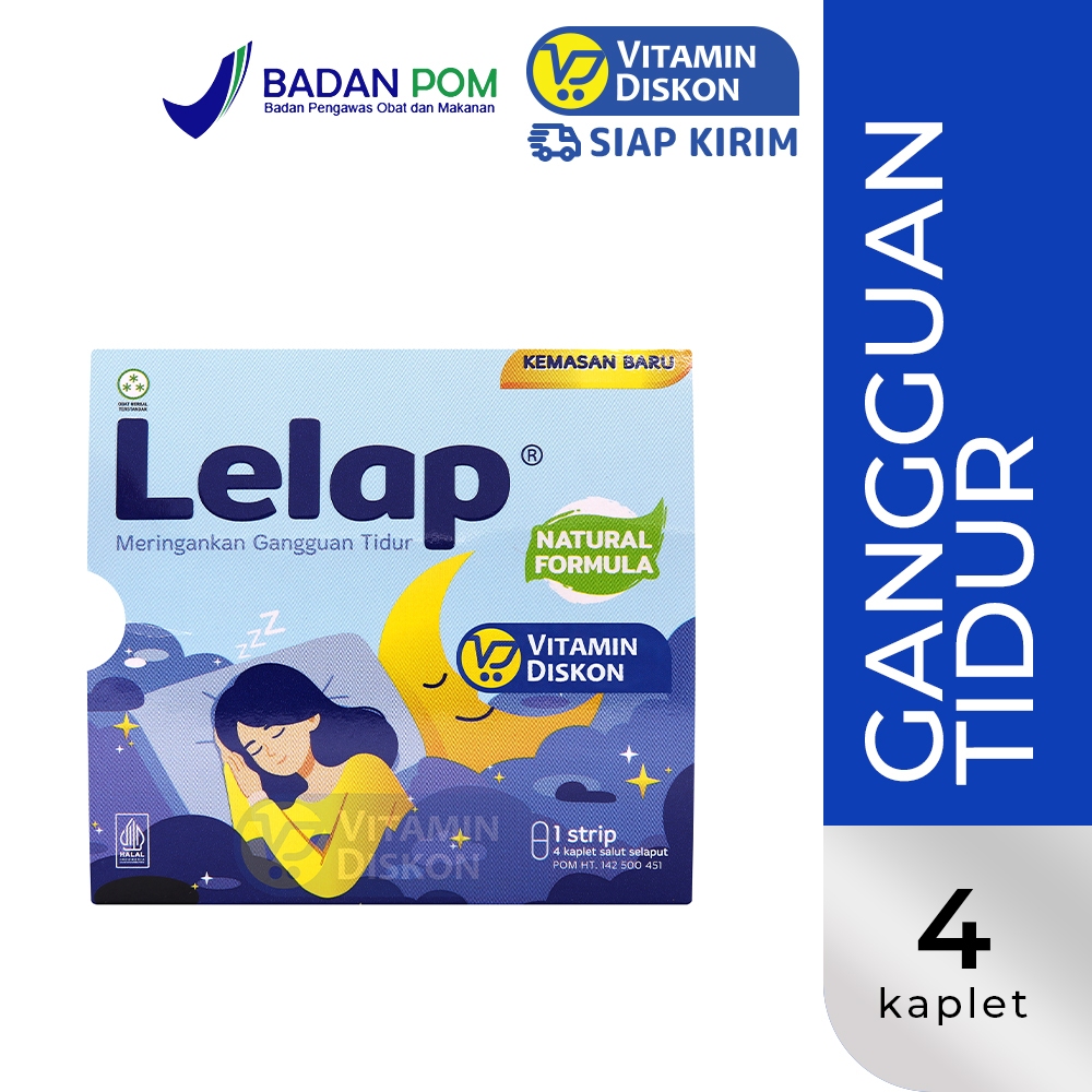 LELAP MERINGANKAN GANGGUAN TIDUR - 1 STRIP 4 KAPLET | Meringankan Gangguan Tidur & Insomnia