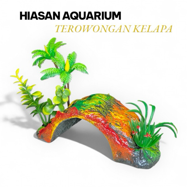 Hiasan Ornament Dekorasi Aquarium Aquascape Terowongan Bonsai Kelapa