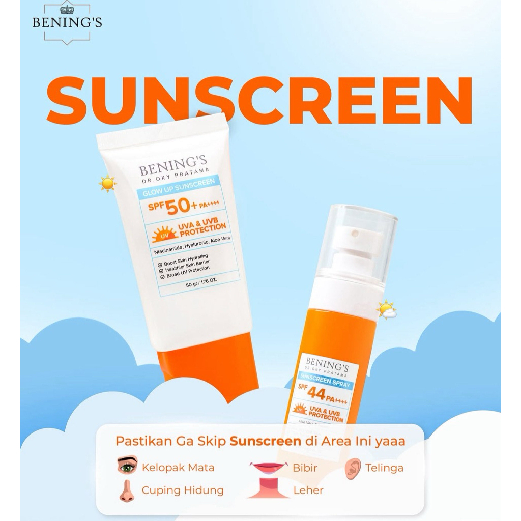 Bening's Skincare Glow Up sunscreen Spray By Benings Clinic