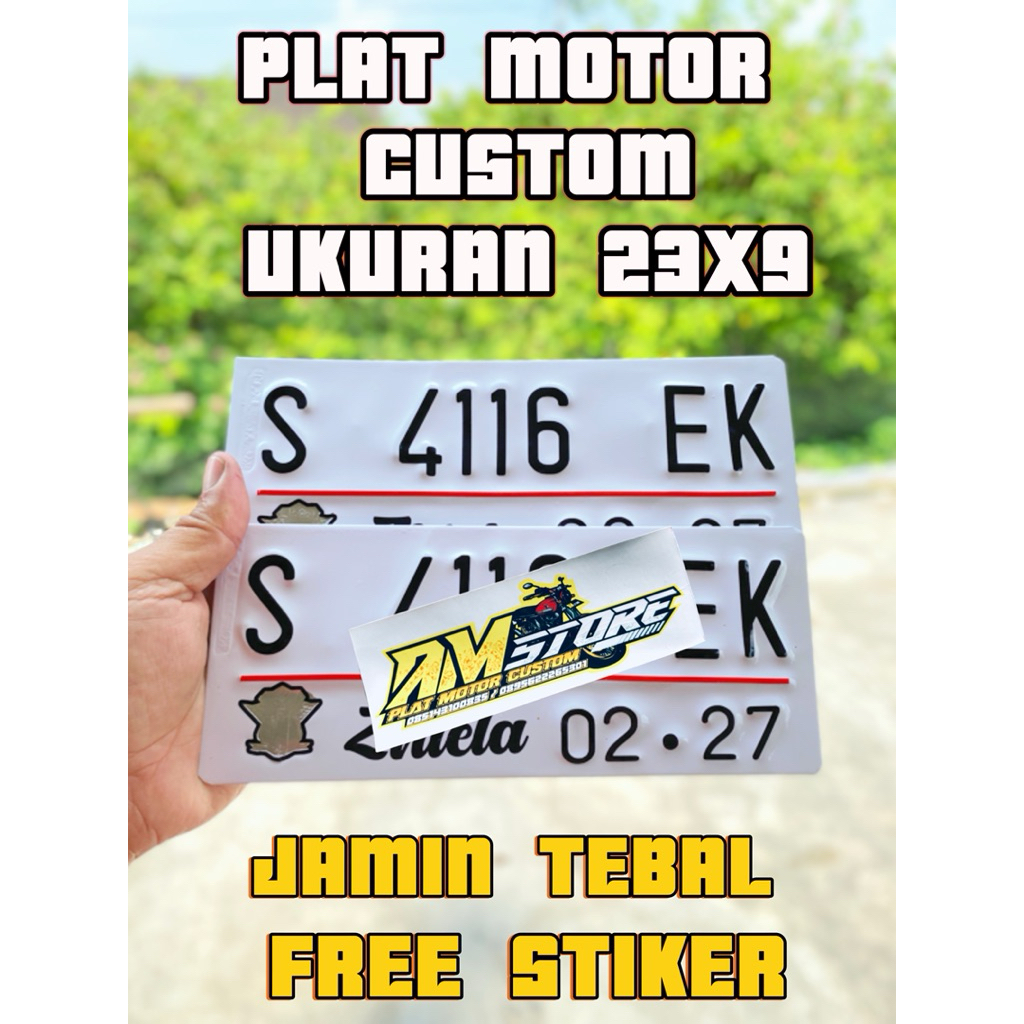 Plat motor custom warna putih satu pasang plat motor variasi warna putih plat motor baut tanam plat 