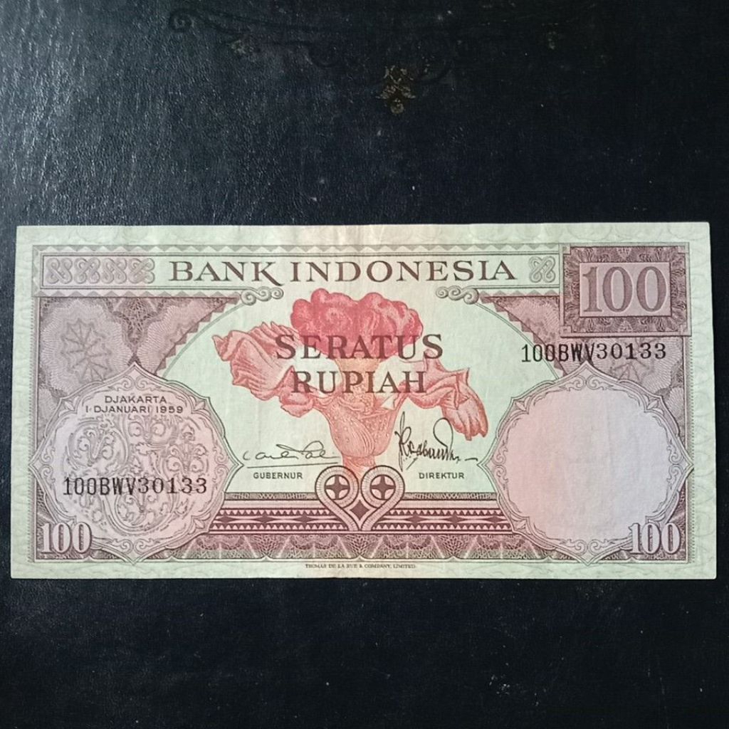 UANGKUNO 100 RUPIAH BUNGA THN 1959
