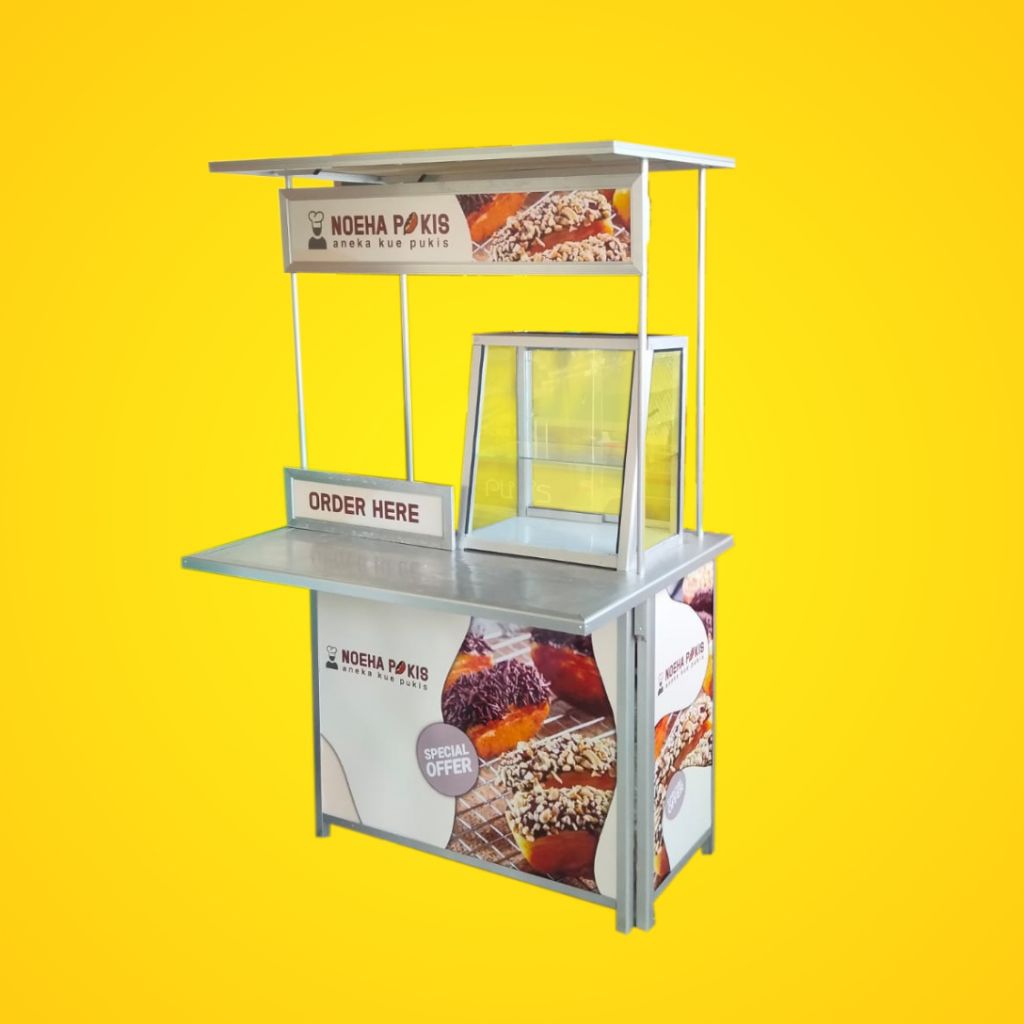 Booth Portable + Etalase + Atap + Meja Depan | Gerobak Lipat / Meja Lipat untuk Jualan
