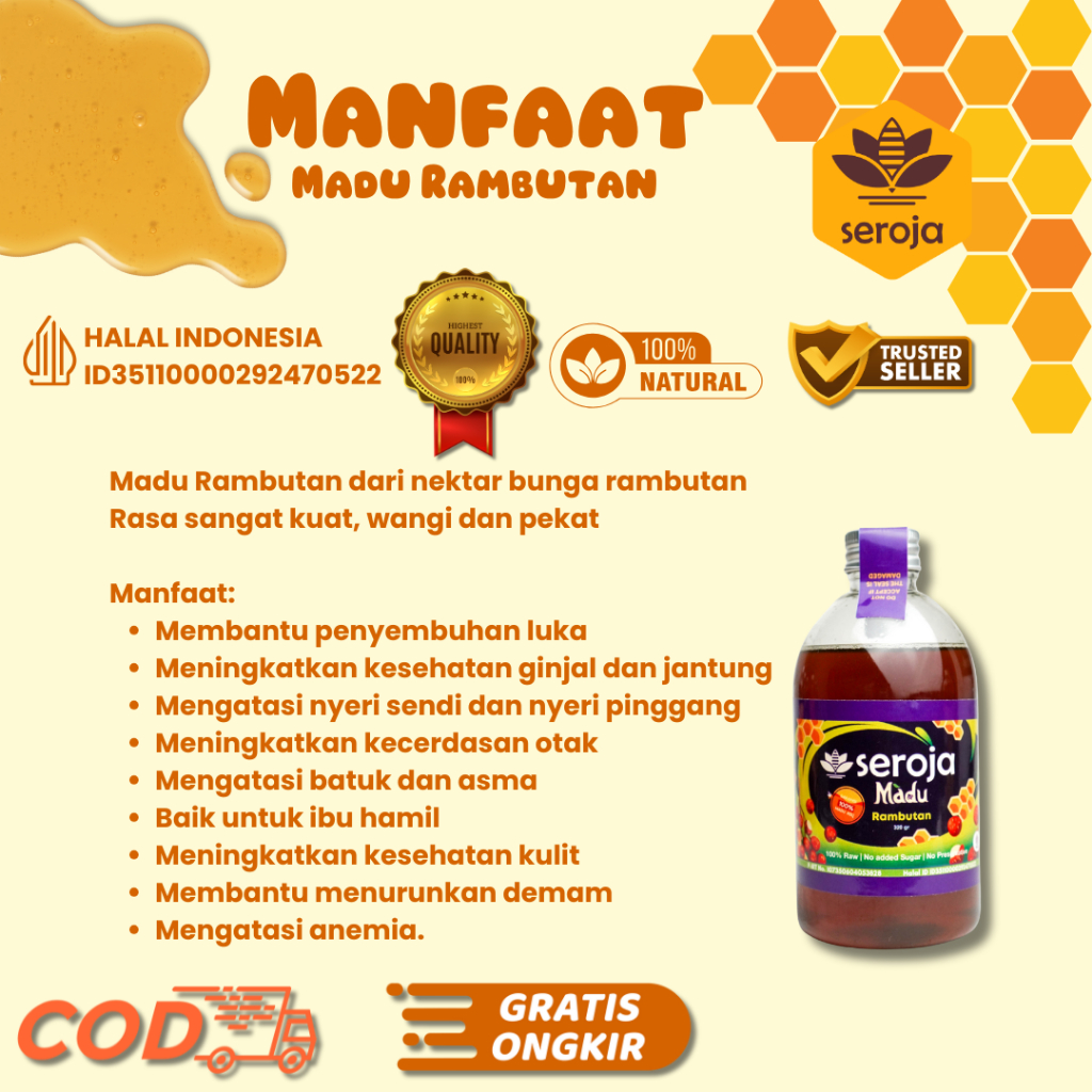 

Madu Rambutan Seroja Asli – Madu Murni 100% Alami, Baik untuk Kesehatan Keluarga