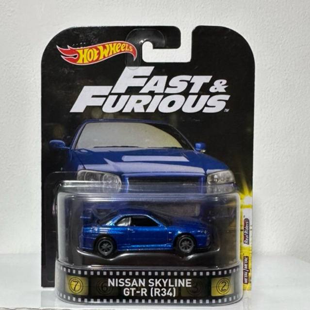 HOT WHEELS RETRO FAST & FURIOUS NISSAN SKYLINE R34 BIRU OFFICIAL