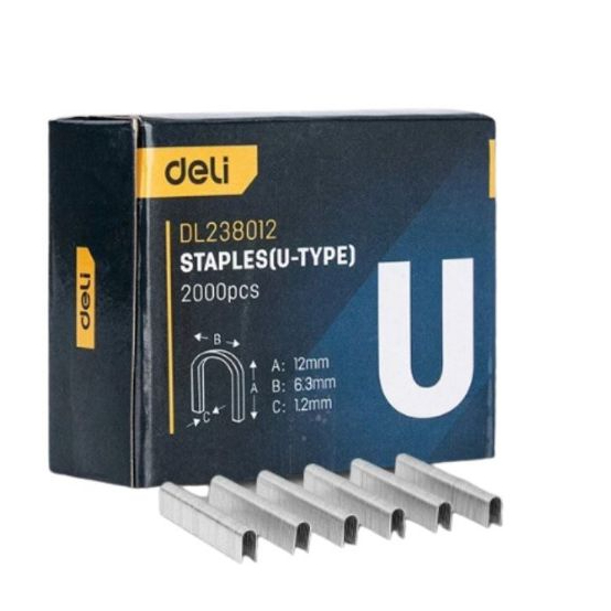 

ISI ULANG STAPLES TEBAL 1,2MM | Deli Tools U-type Model 2000pcs