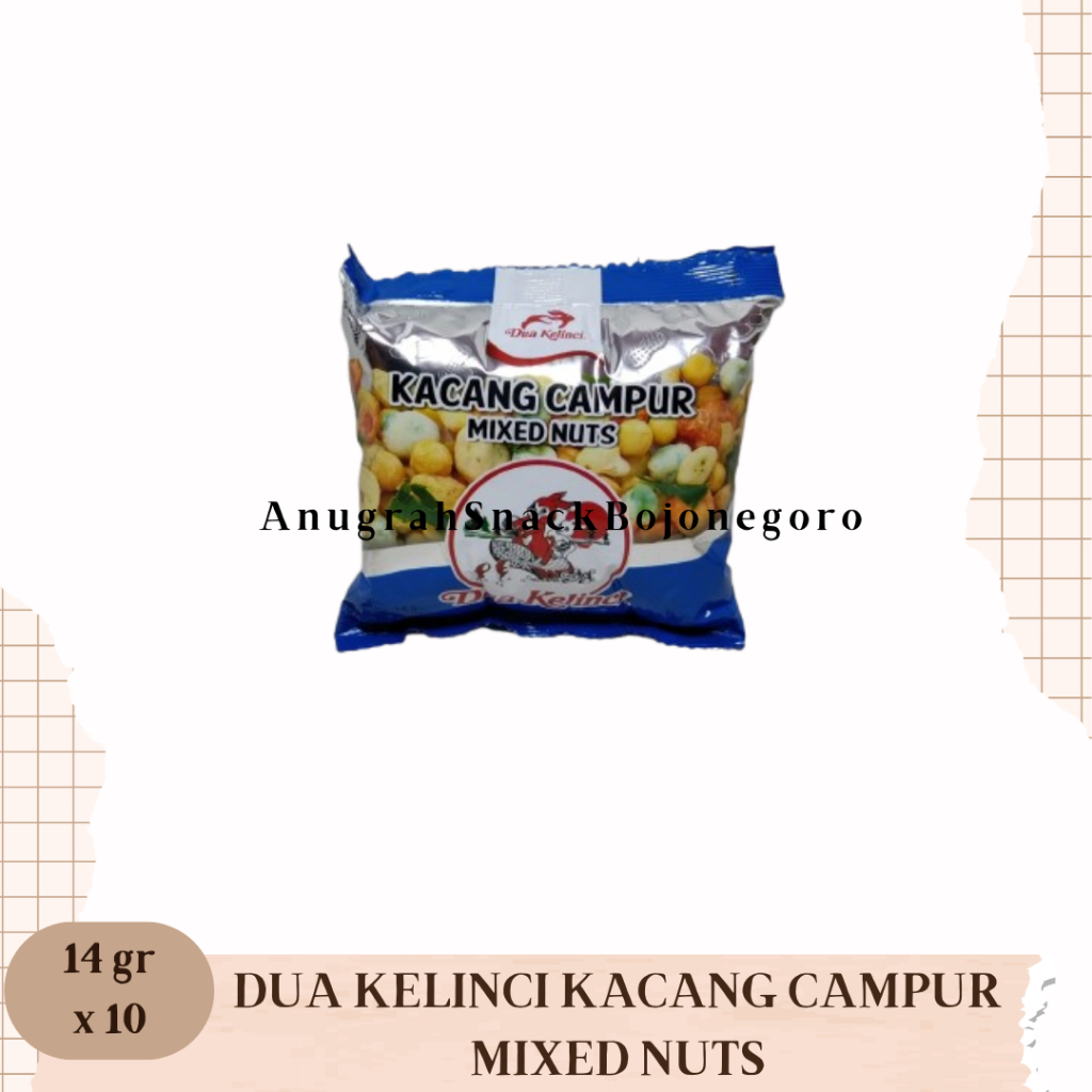

Dua Kelinci Kacang Campur Mixed Nut Renceng 14gr x 10