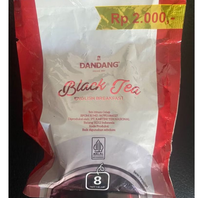 

Teh dandang Renteng Black tea isi 8 kantong 1 pcs
