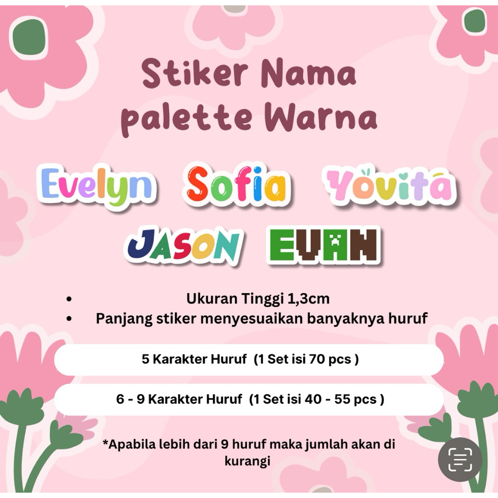 

STIKER LABEL NAMA PALETTE ANAK TAHAN AIR WATERPROOF