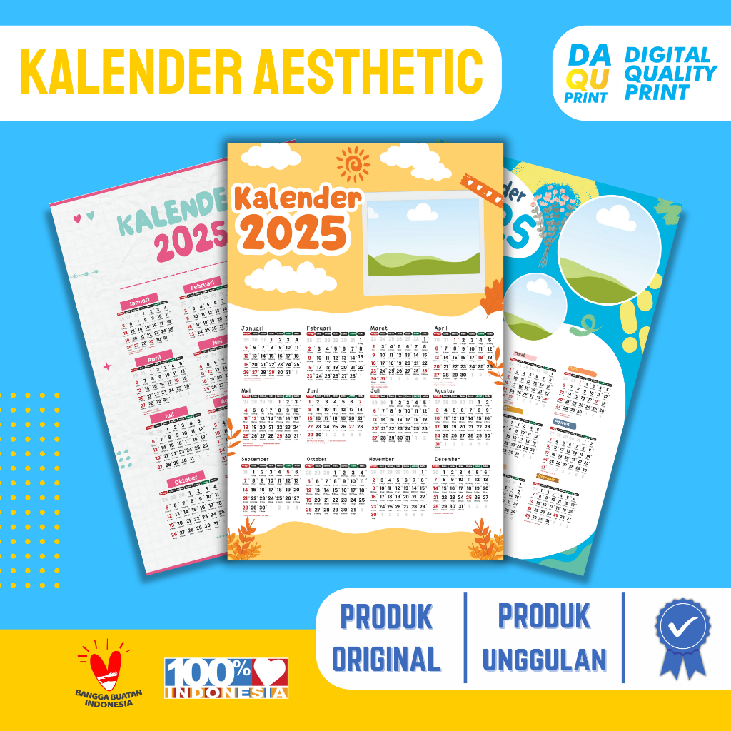 

Cetak Kalender Dinding 2025 Custom – Kalender 1 Lembar Desain Sendiri – Gratis Desain, Ukuran A3+
