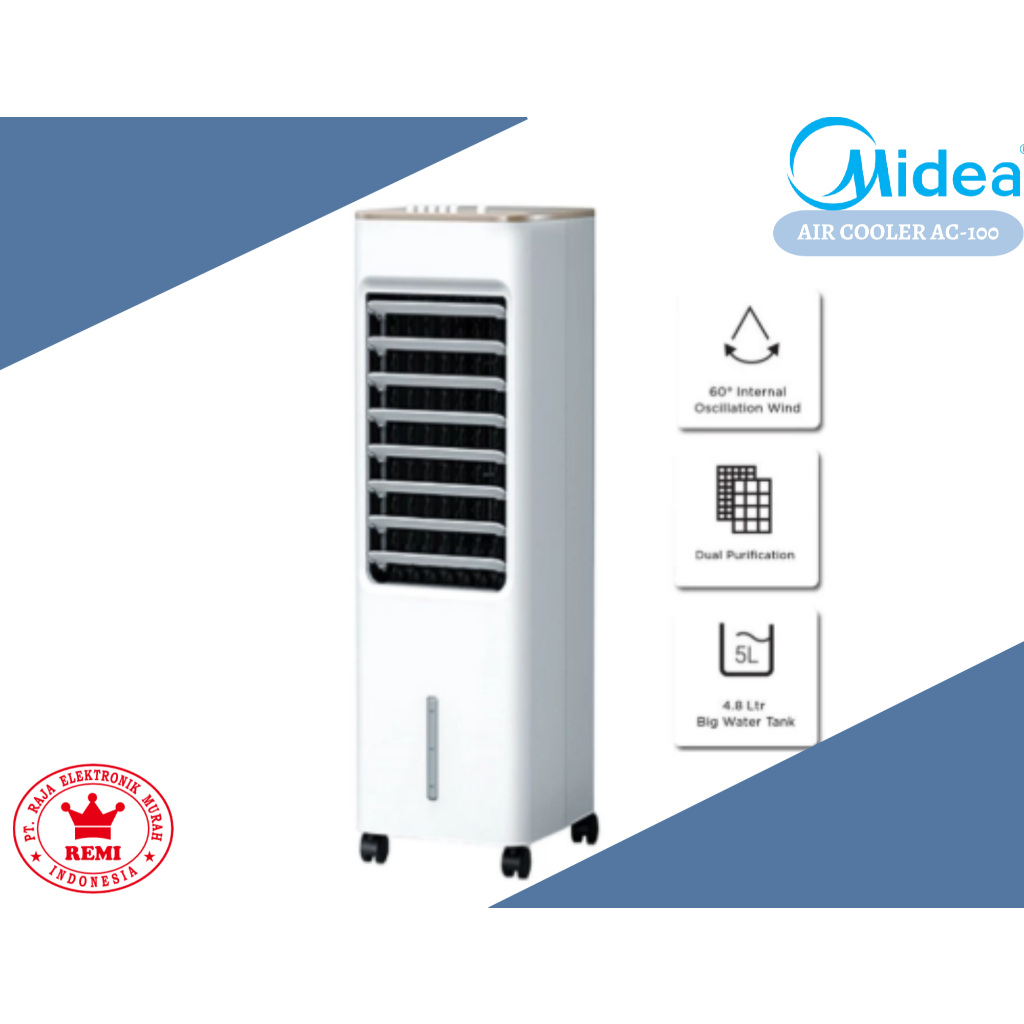 Midea AC-100A Air Cooler 6 Liter with Ionizer Humidifier Hemat Energi