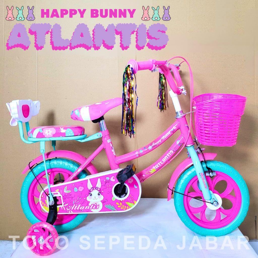 Sepeda Anak Perempuan 12 Inch Atlantis Happy Bunny Usia 1-3 Tahun