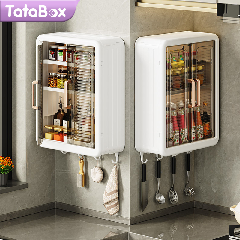 Lemari Dinding Dapur Plastik Rak Gantung Dapur Rak Bumbu Dapur Lemari Kabinet Mudah Dibersihkan